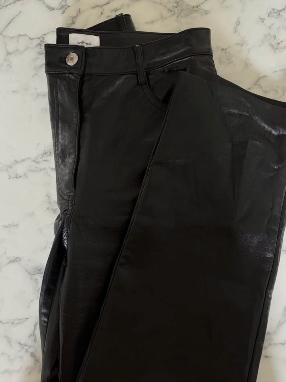 Wilfred Black Straight-Leg Faux Leather Jeans